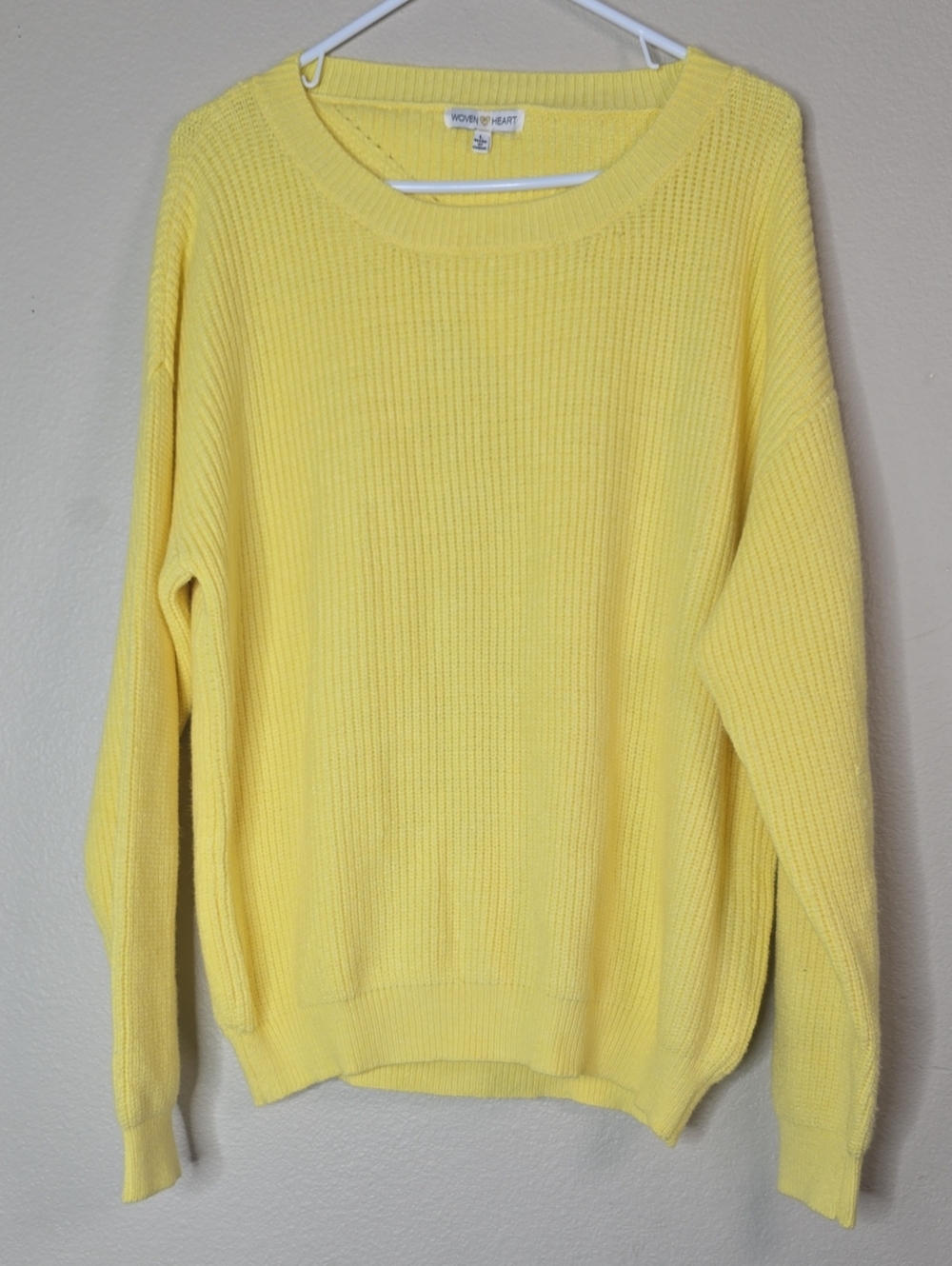 Woven Heart Women's Yellow Ribbed Knit Open Back Sweater Size Large Nwt.